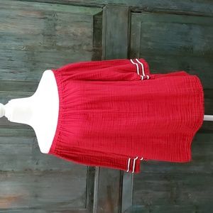 Michael Stars Red Double Gauze Off Shoulder Top, Size Small